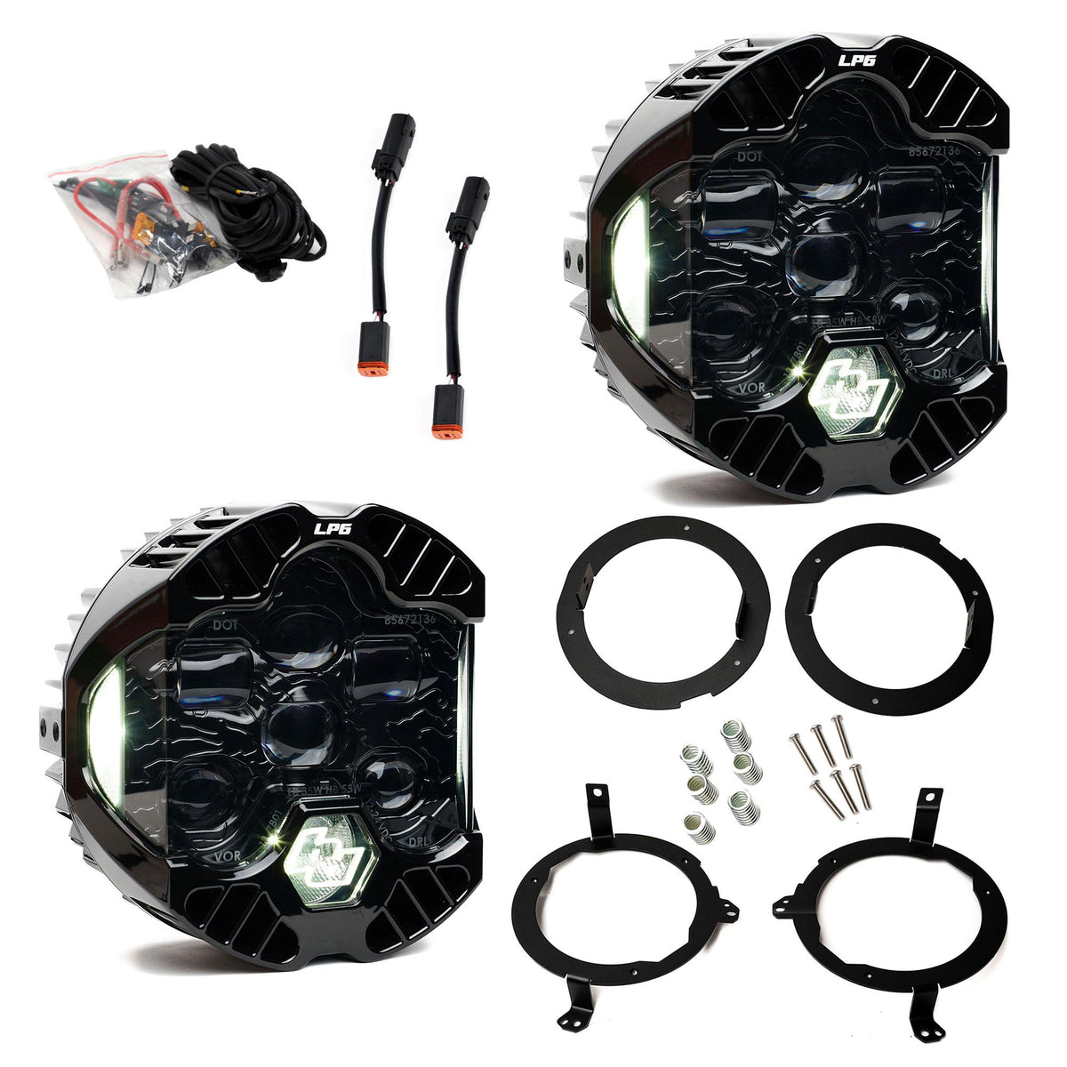 DOT LP6 LED Headlight Kit Jeep 2018-2025 Wrangler JL 2020-2025 Gladiator JT w/Halogen Headlights (White) Baja Designs