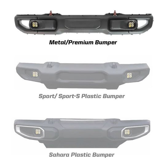 Jeep JL Fog Light Squadron-R 18-Pres Wrangler JL Rubicon Fog Pocket Kit Baja Amber Baja Designs Baja Designs