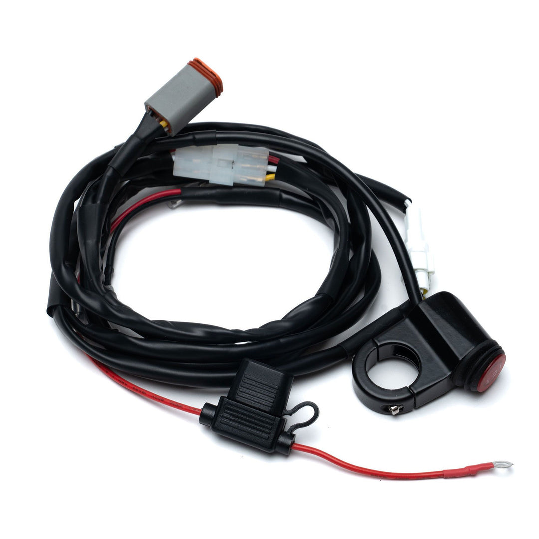 Baja Designs Squadron 2.0 4-pin Deutsch motorcycle wiring harness with switch