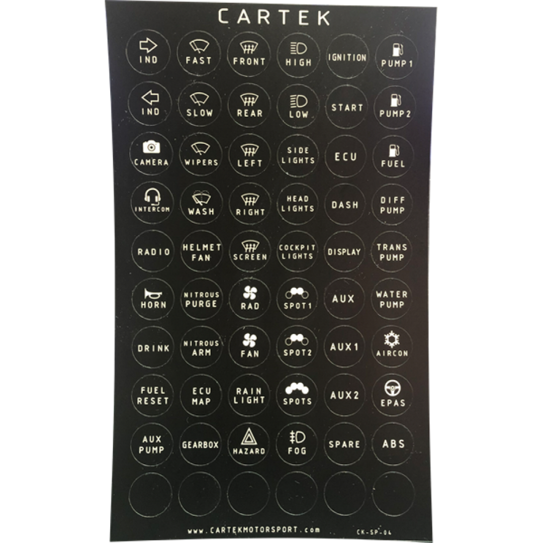 Cartek Power Distribution Panel Labels (Retro)